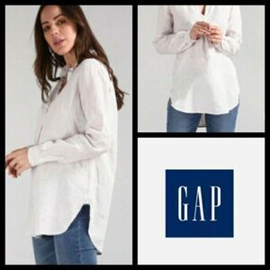 GAP TUNIC COTTON TOP BLOUSE BUTTON TAB FOLDABLE SLEEVE SMALL WOMENS SMALL